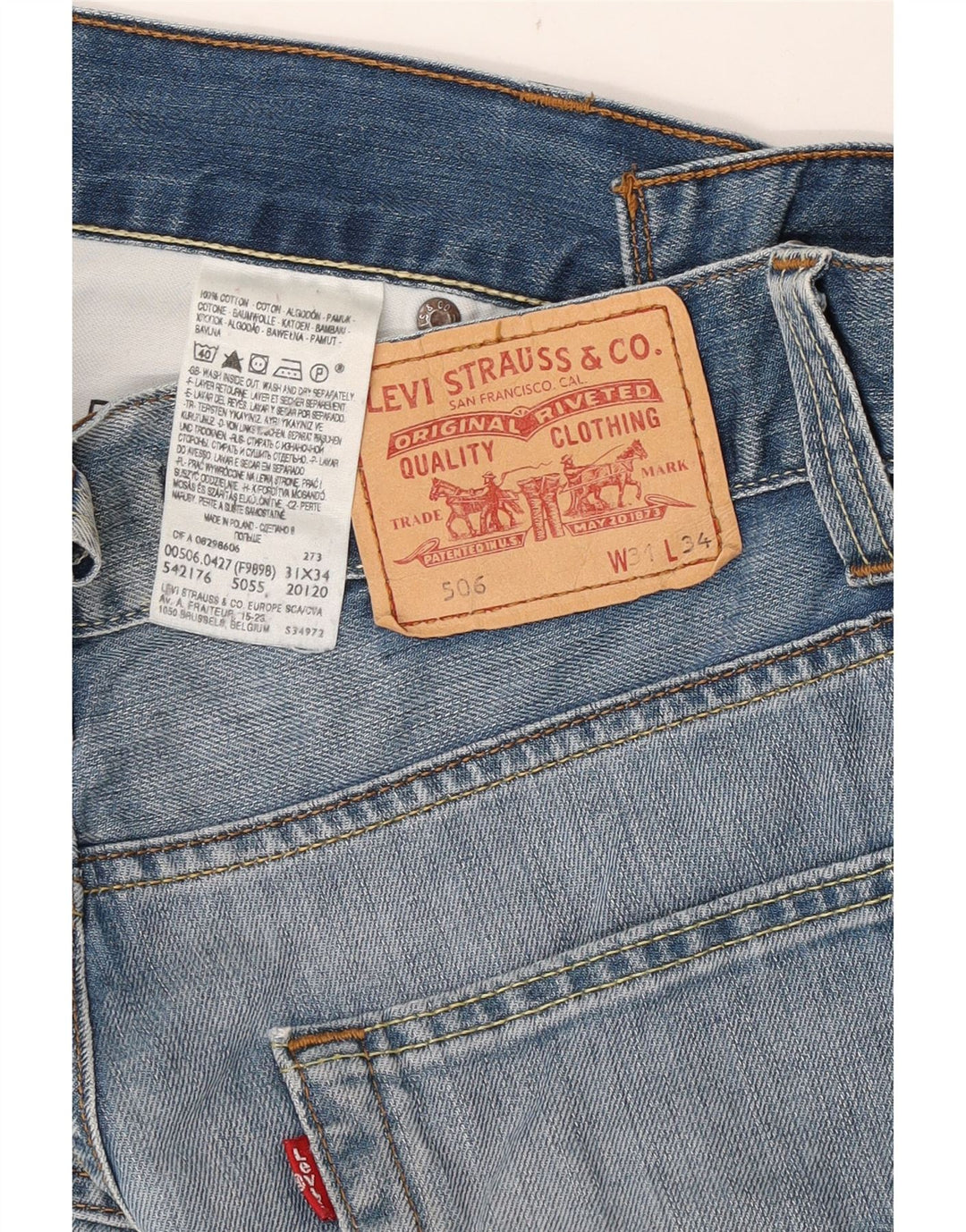 Męskie jeansy Levi's 506 Straight W31 L30 Niebieskie bawełniane
