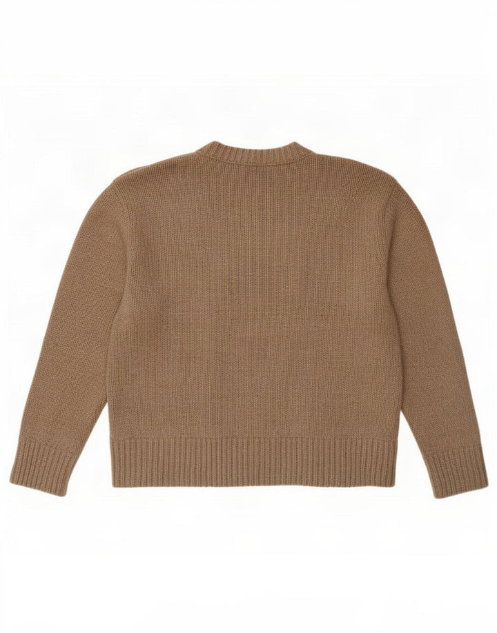 Damski sweter oversize Zara z okrągłym dekoltem, UK 10, mały, brązowy poliester