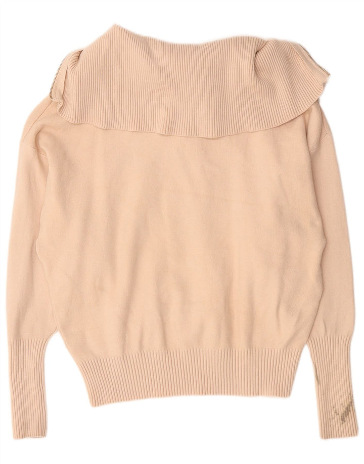 Damski sweter oversize z zamkiem błyskawicznym Zara UK 14 Średni beżowy wiskoza
