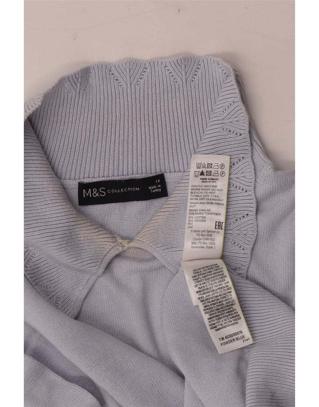 Marks & Spencer Damski sweter polo UK 14, duży niebieski