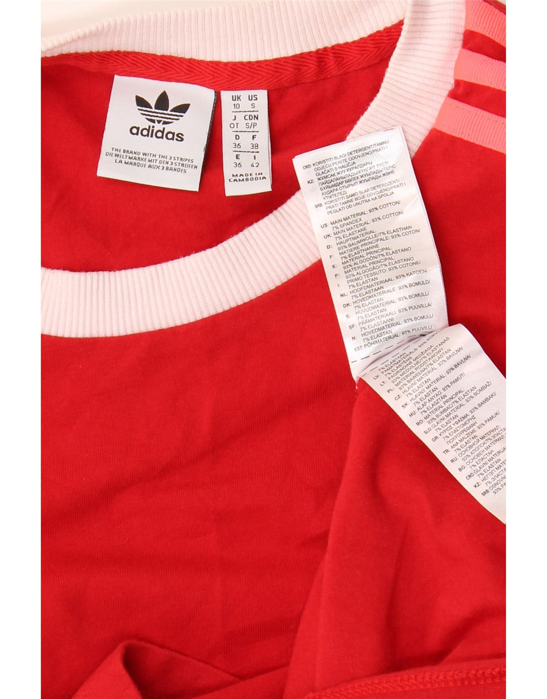 Damski top ADIDAS z długim rękawem, UK 10, mały, czerwony, bawełniany