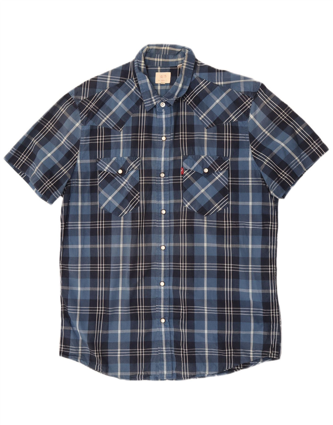 Męska koszula z krótkim rękawem Levi's, duża, niebieska, bawełniana krata