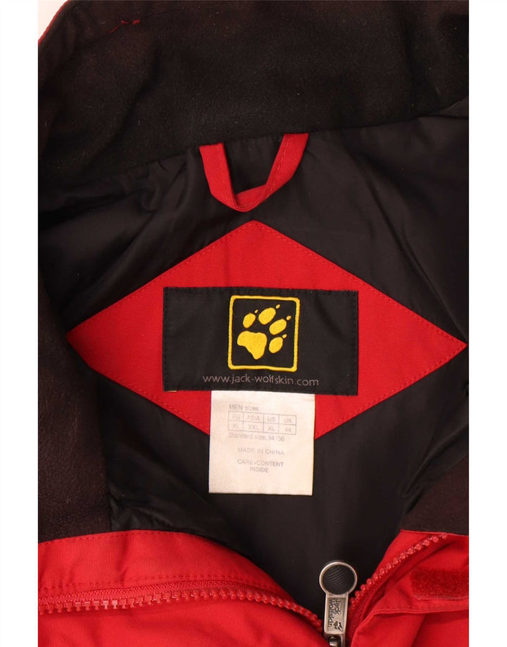 Męska kurtka wiatrówka Jack Wolfskin UK 44 XL z czerwonego poliamidu w blokach kolorów