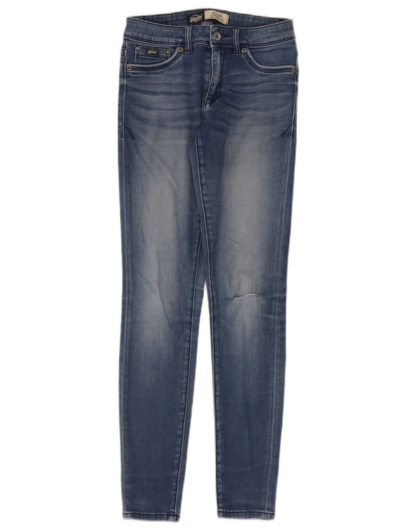 Damskie jeansy Superdry Alexa Distressed Jegging W28 L30 Niebieskie, bawełniane