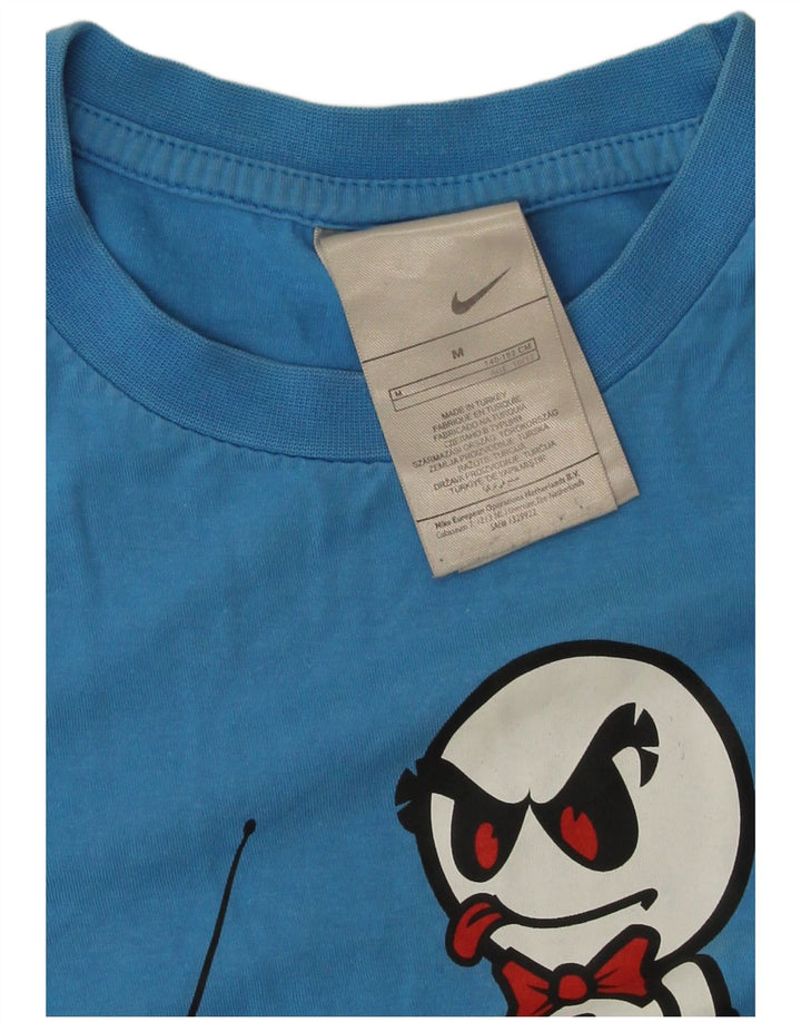 Chłopięcy T-shirt z grafiką Nike na 10-11 lat, średni niebieski, bawełniany