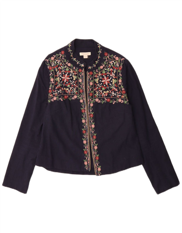 Damska bluzka koszulowa MONSOON UK 12 Średni granatowy z bawełny w kwiaty