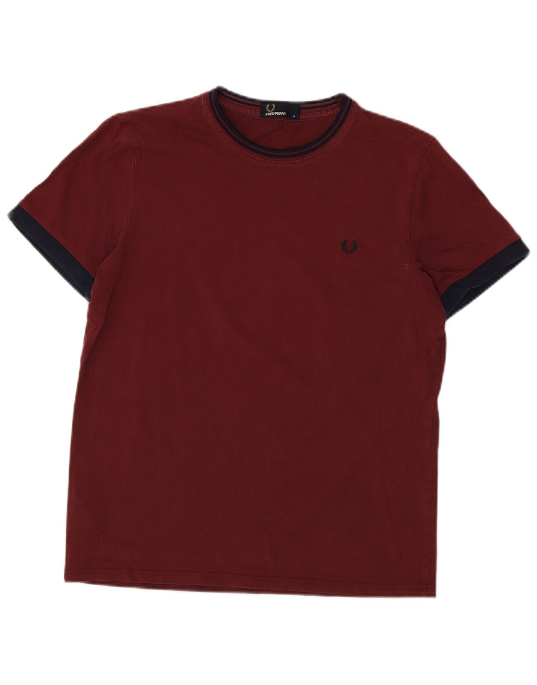 FRED PERRY Męski T-shirt Top z bawełny w kolorze średniego burgunda