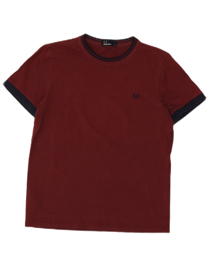 FRED PERRY Męski T-shirt Top z bawełny w kolorze średniego burgunda