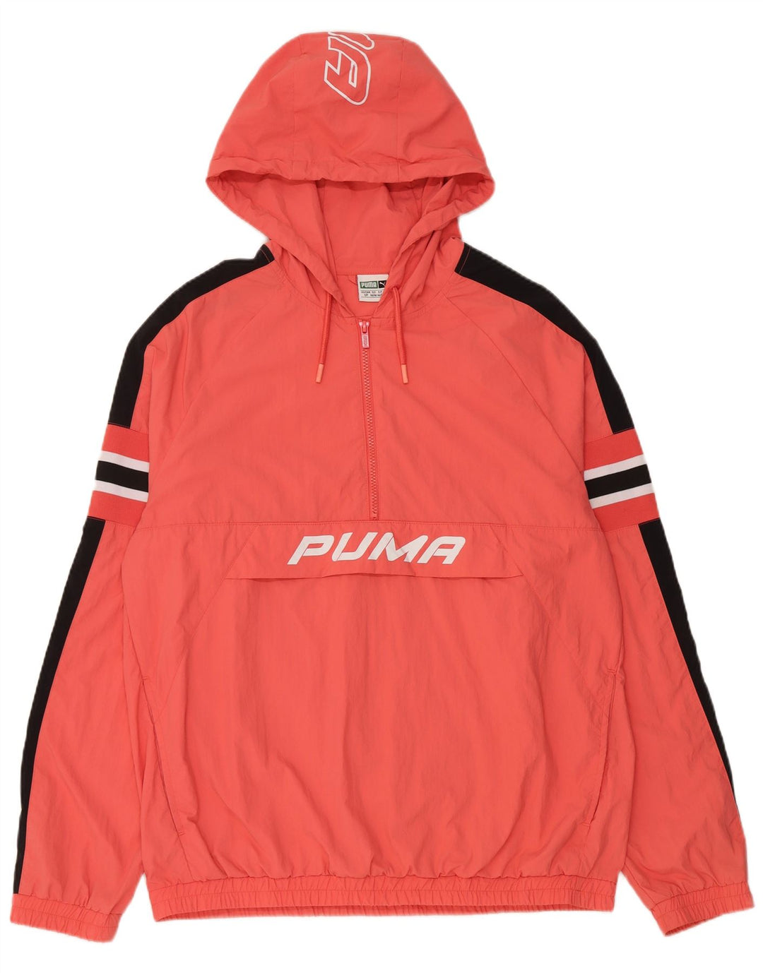 Damski sweter z kapturem PUMA, oversize, z grafiką, UK 10, mały, różowy, z blokami kolorów
