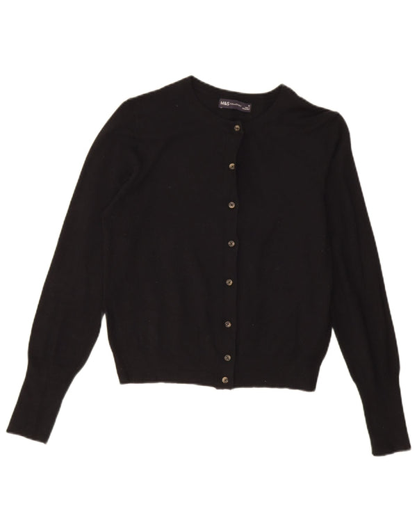 Marks & Spencer Damski sweter typu Crop Cardigan UK 10 Small, czarna wiskoza