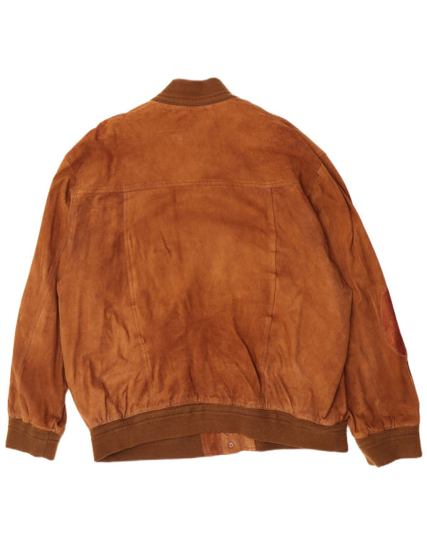 Vintage męska zamszowa kurtka bomber IT 62 5XL beżowa skóra