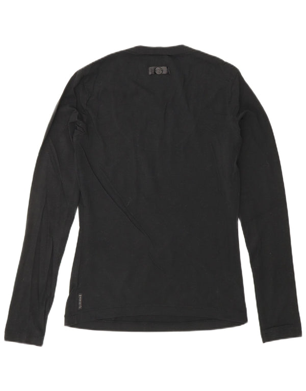 ARMANI JEANS Top damski z długim rękawem UK 10, mały, czarny, bawełniany