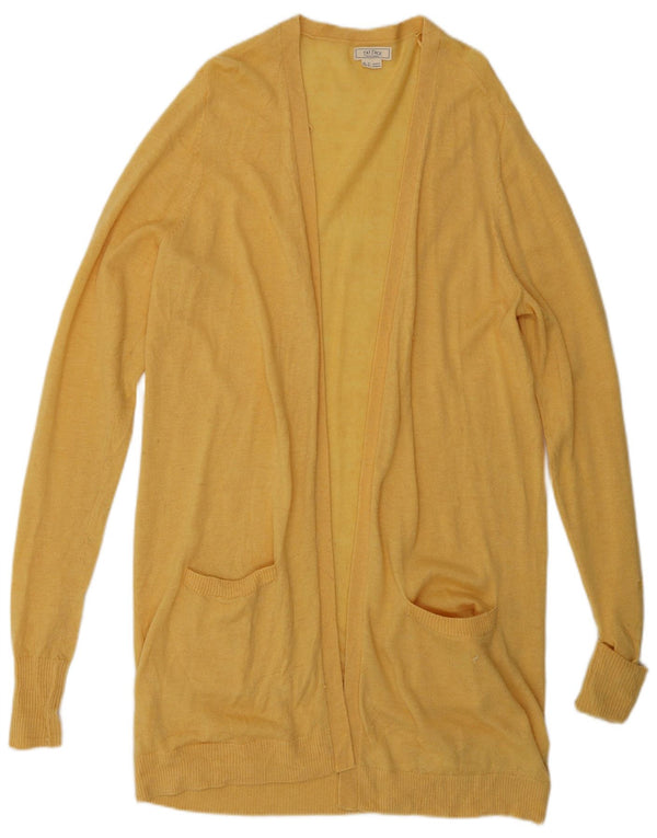 FAT FACE Womens Longline Open Cardigan Sweater UK 14 Medium  Yellow Wool