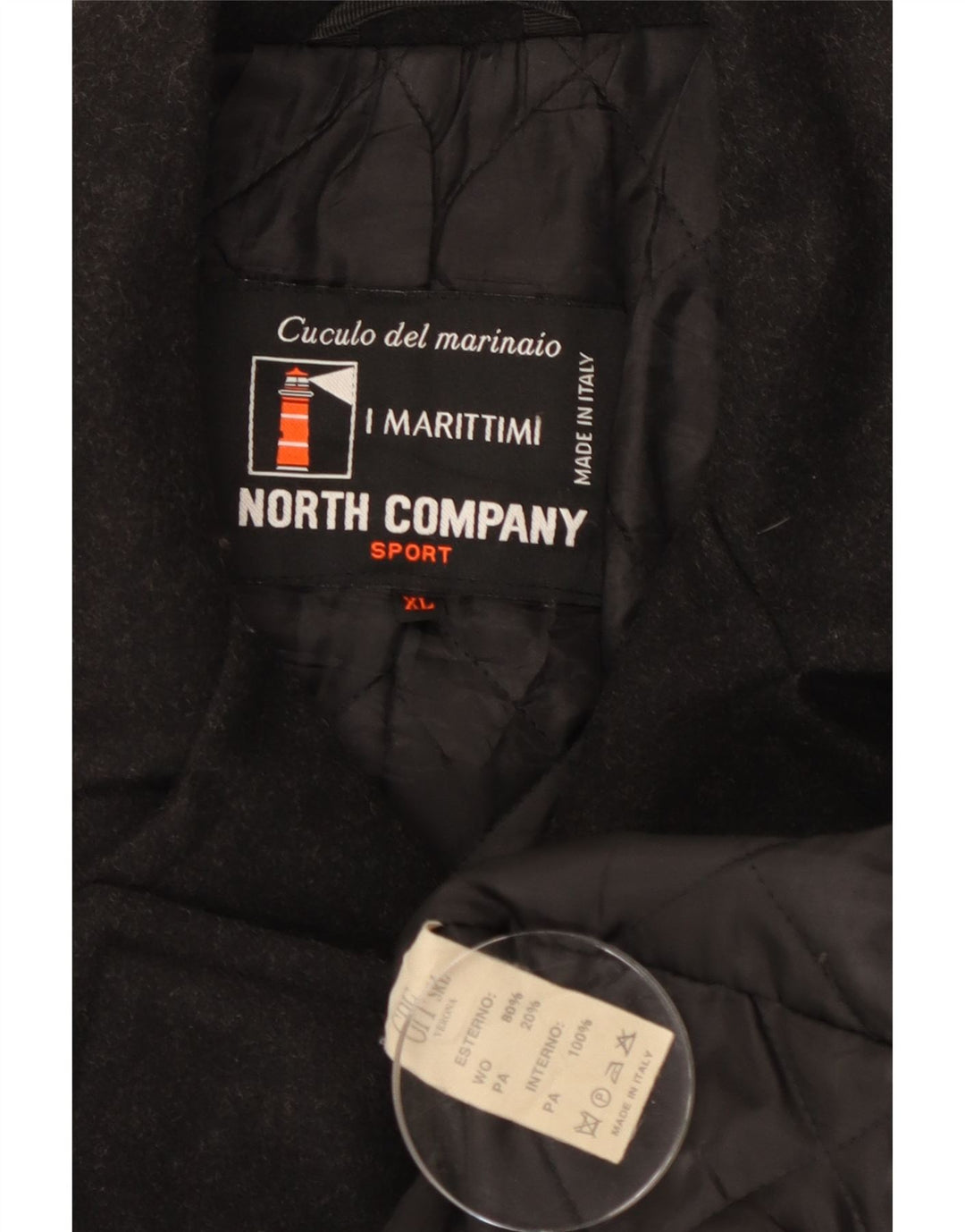 Vintage męski płaszcz groszkowy UK 42 XL czarna wełna