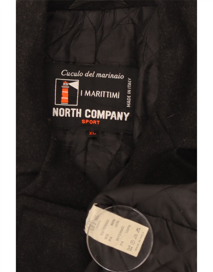 Vintage męski płaszcz groszkowy UK 42 XL czarna wełna