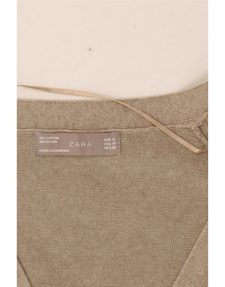 Sweter damski ZARA rozpinany UK 12, średni beż, bawełna