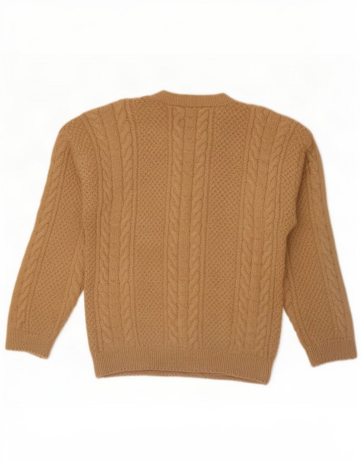 Vintage męski sweter z okrągłym dekoltem, duży brązowy