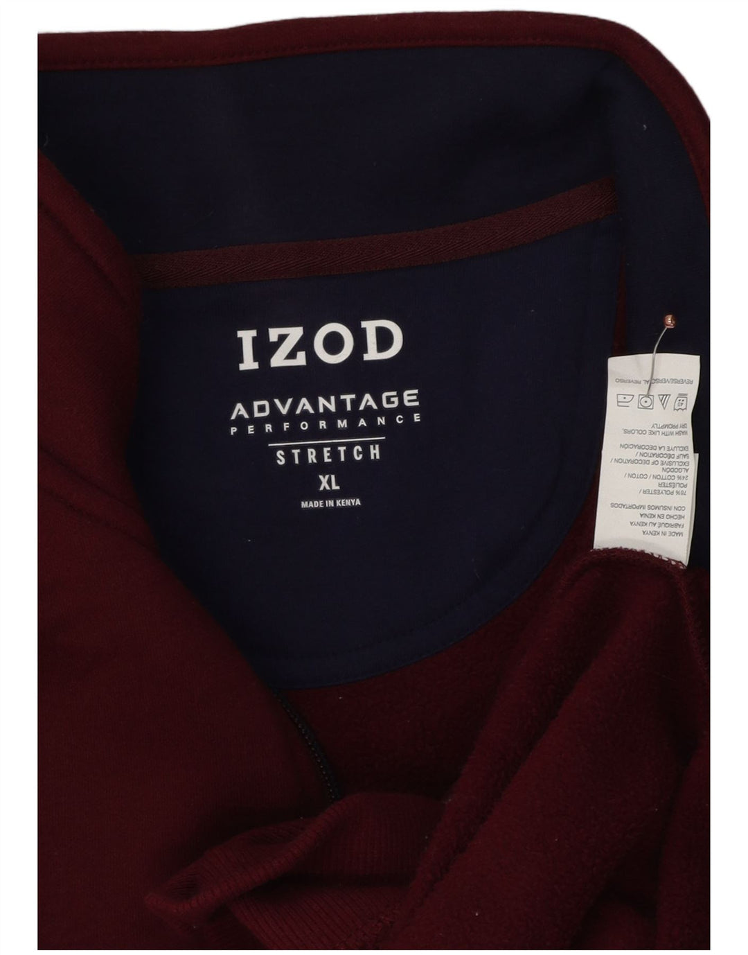 IZOD Męski sweter z zamkiem błyskawicznym XL, bordowy poliester