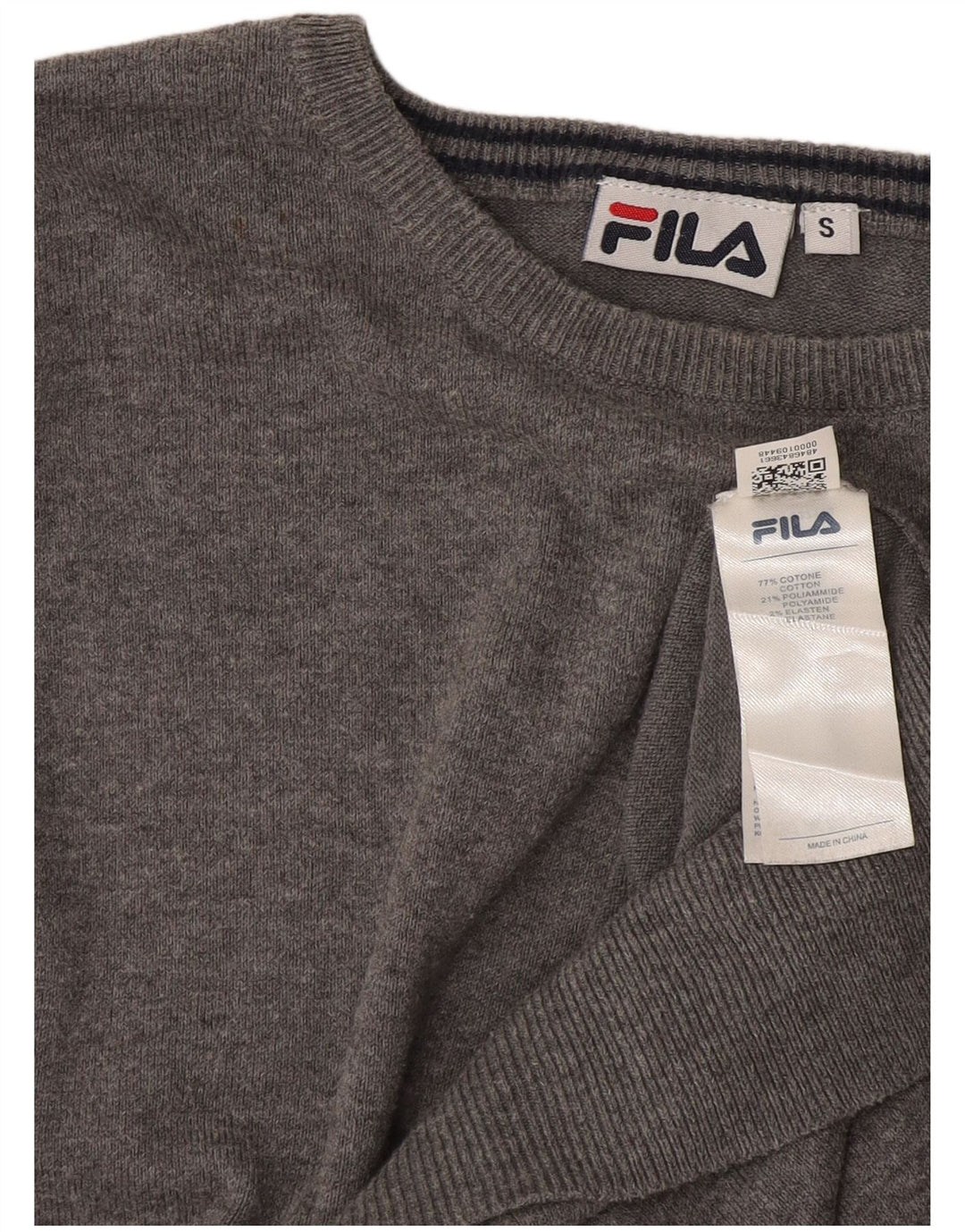Męski sweter Fila z dekoltem w łódkę, mały, szary, bawełniany