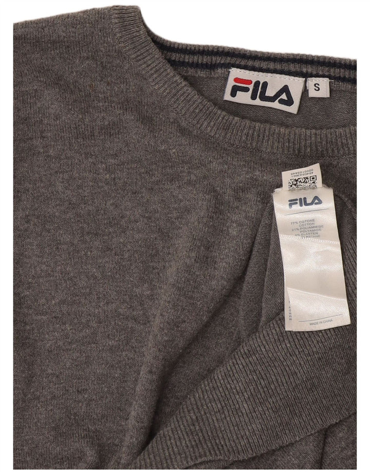 Męski sweter Fila z dekoltem w łódkę, mały, szary, bawełniany