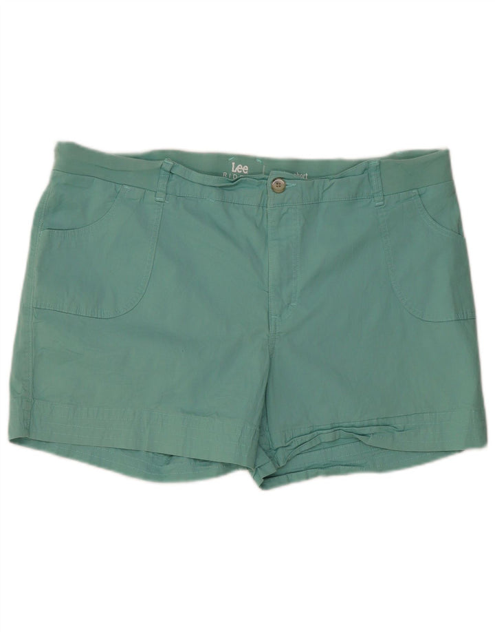 LEE Womens Riders Mid Rise Casual Shorts US 22 3XL W44  Green Cotton