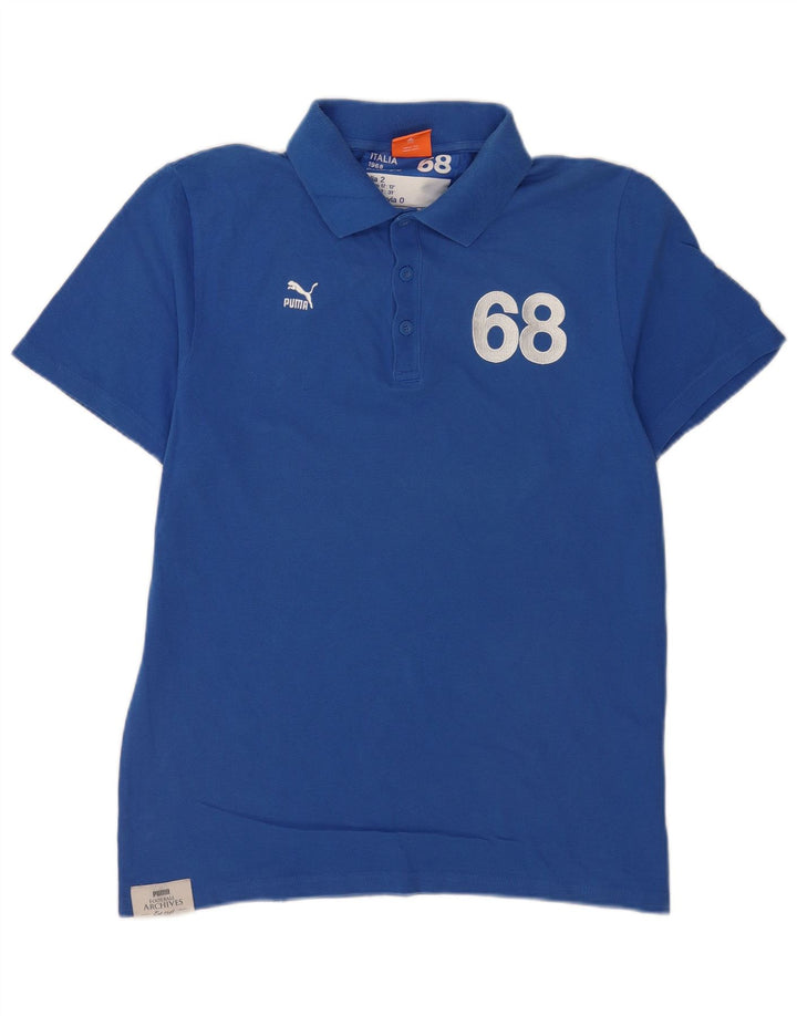 Męska koszulka polo Puma z grafiką, średnia niebieska, bawełniana