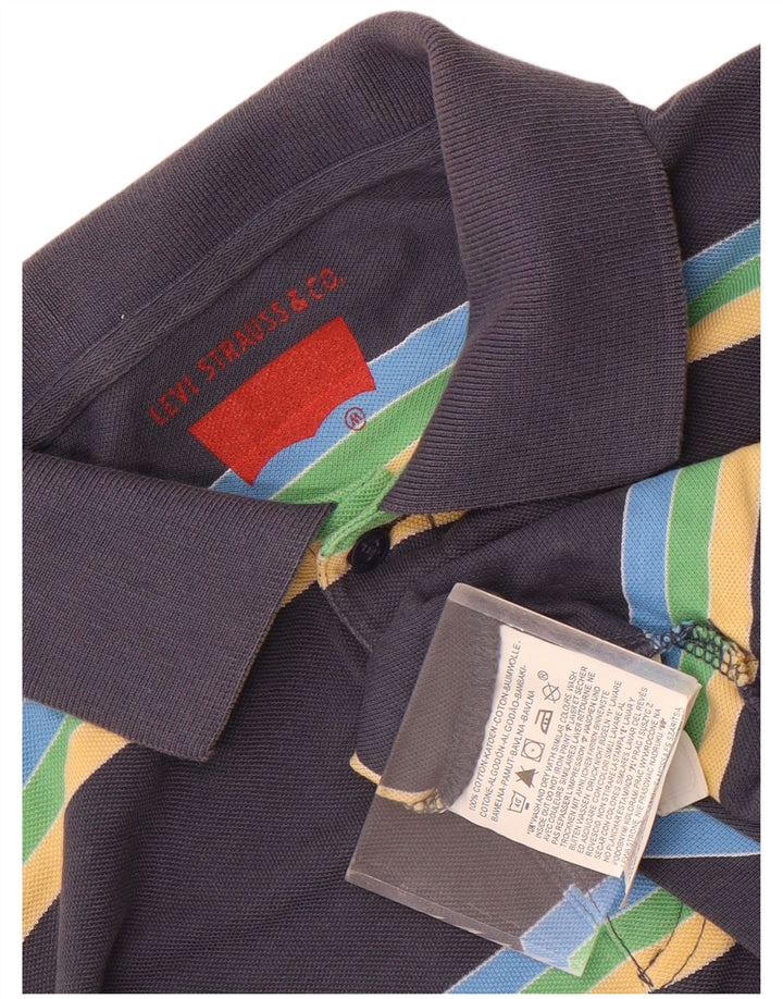 Męska koszulka polo Levi's z długim rękawem. Średnio granatowa, bawełniana w paski