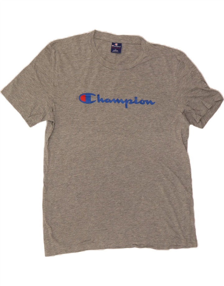 CHAMPION Mens Graphic T-Shirt Top Large Grey Cotton Vintage Champion and Second-Hand Champion from Messina Hembry 