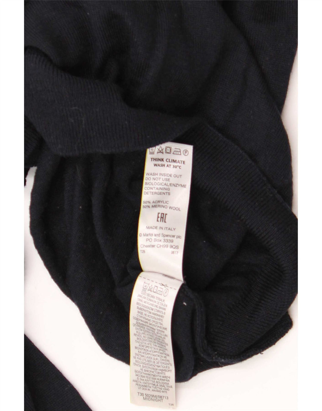 Marks & Spencer Męski sweter z golfem, duży, granatowy, akrylowy