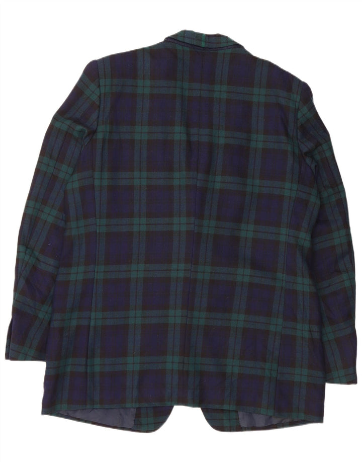 AQUASCUTUM Męska marynarka zapinana na 3 guziki UK 40 w dużą granatową kratkę