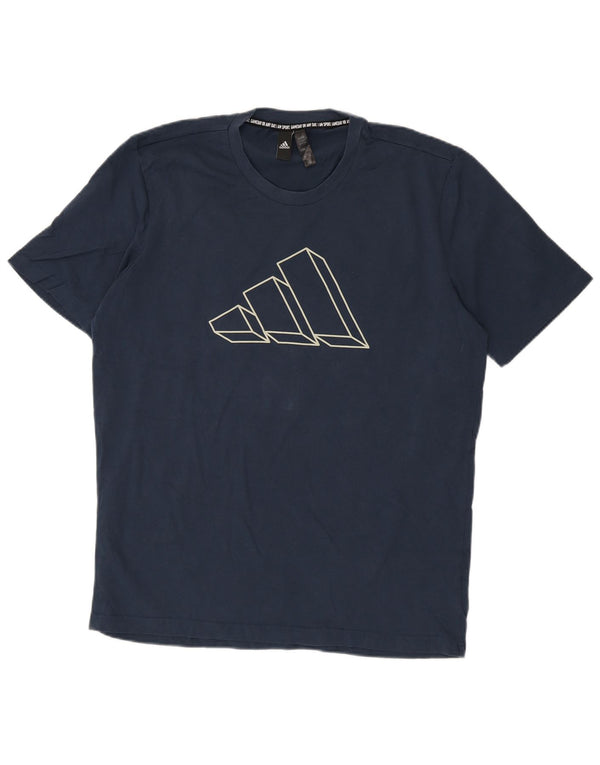 Męska koszulka z grafiką Adidas, duża, granatowa, bawełniana