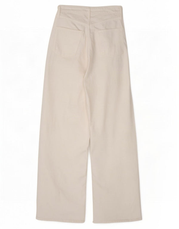 Damskie jeansy z szeroką nogawką Zara EU 34 2XS W24 L31 Biała bawełna