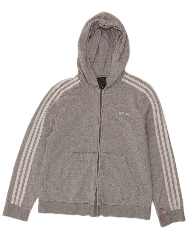 Damski sweter ADIDAS z kapturem i zamkiem błyskawicznym UK 16/18, duży, szary, bawełniany