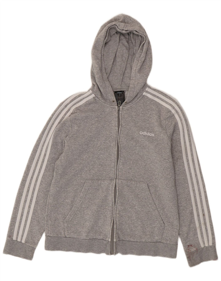 Damski sweter ADIDAS z kapturem i zamkiem błyskawicznym UK 16/18, duży, szary, bawełniany