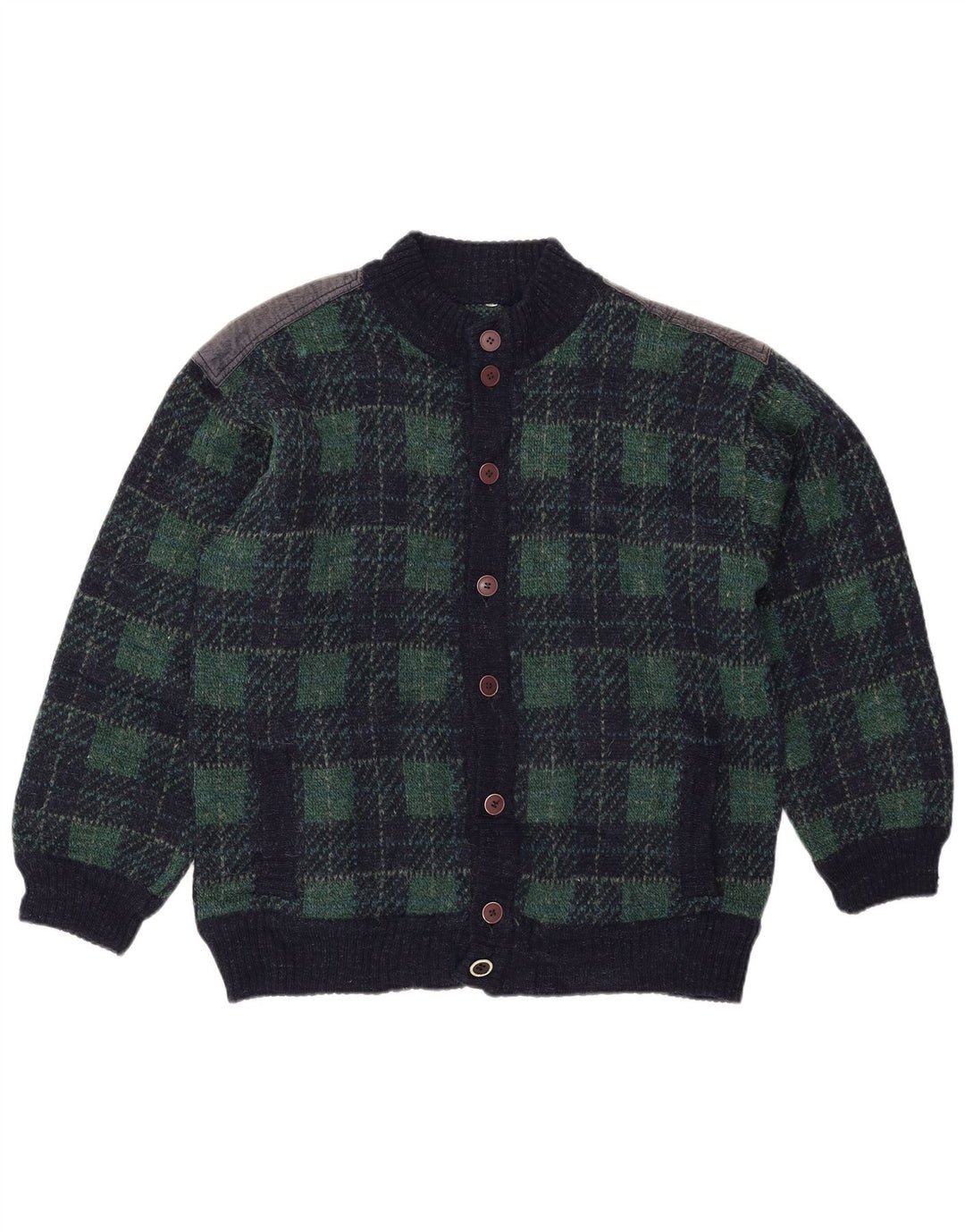 Vintage męski sweter kardigan IT 54 XL granatowa wełniana kratka