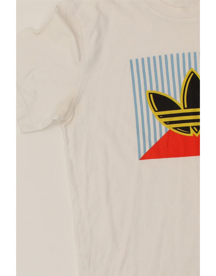 ADIDAS Mens Graphic T-Shirt Top Small White Cotton Vintage Adidas and Second-Hand Adidas from Messina Hembry 