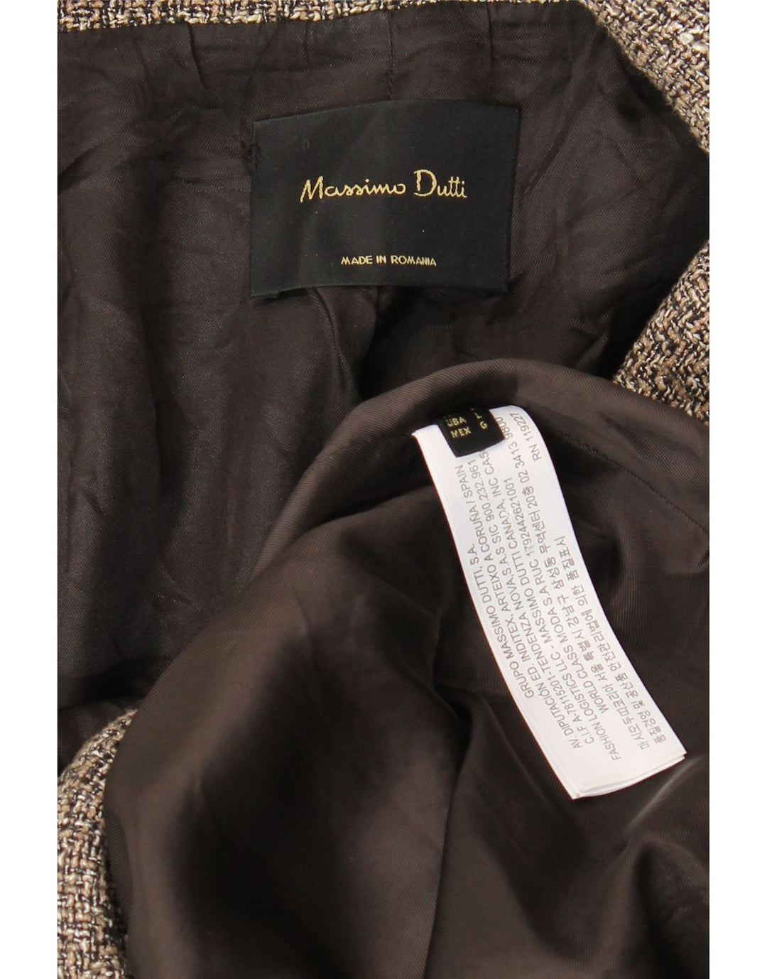 Dwurzędowy płaszcz damski Massimo Dutti UK 16, duży, szary w jodełkę