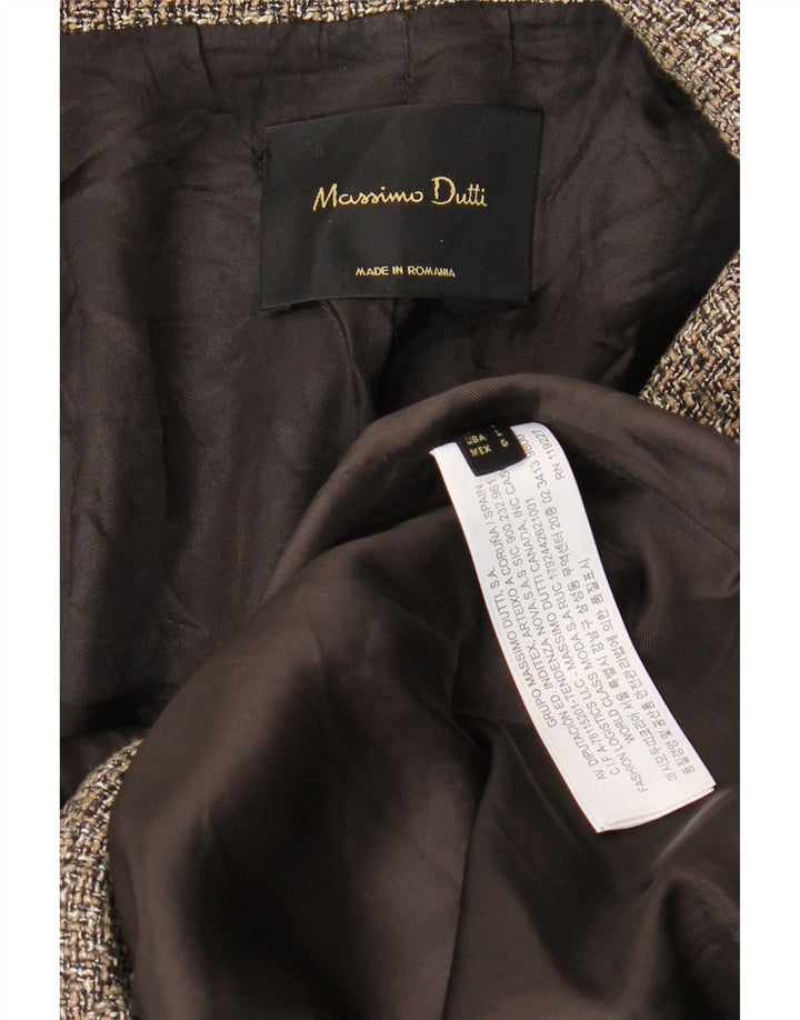 Dwurzędowy płaszcz damski Massimo Dutti UK 16, duży, szary w jodełkę