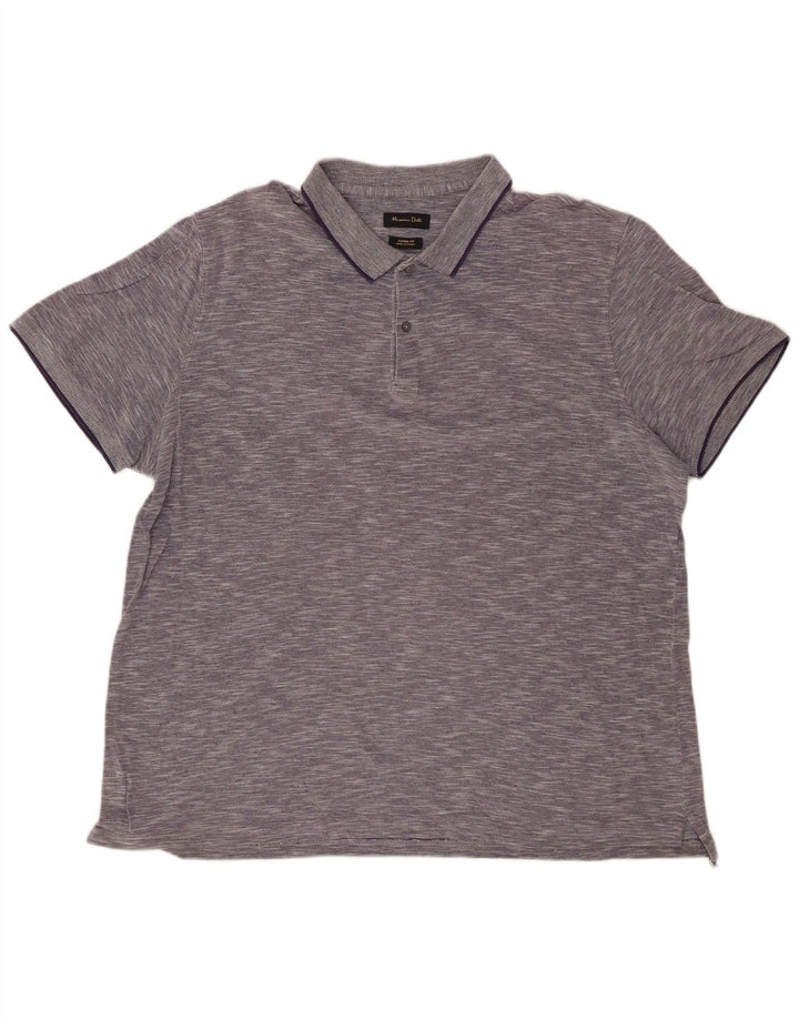 Męska koszulka polo MASSIMO DUTTI o swobodnym kroju 2XL, granatowa, nakrapiana