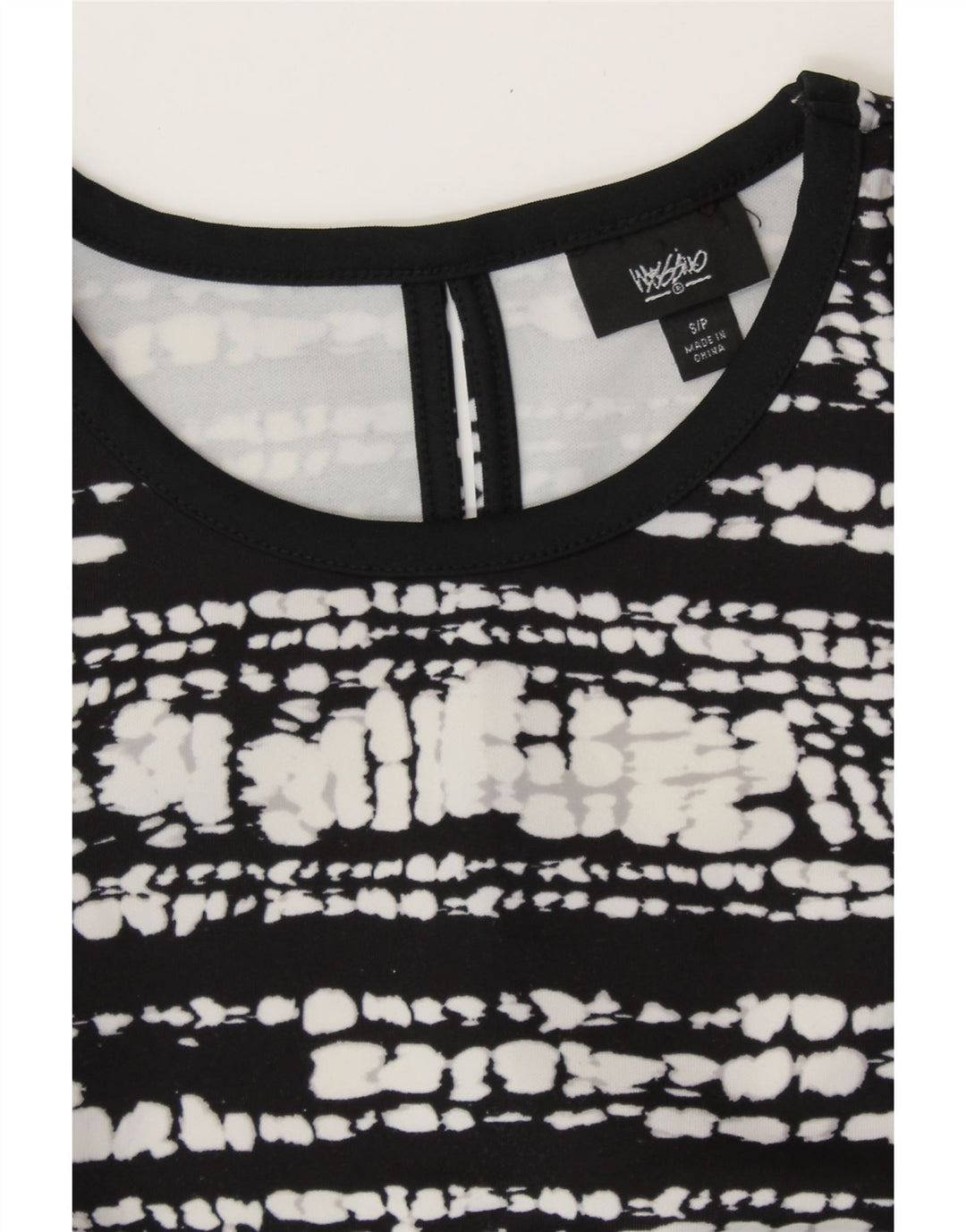 Damska sukienka o linii A bez rękawów MOSSIMO UK 10, mała, czarna, nakrapiana