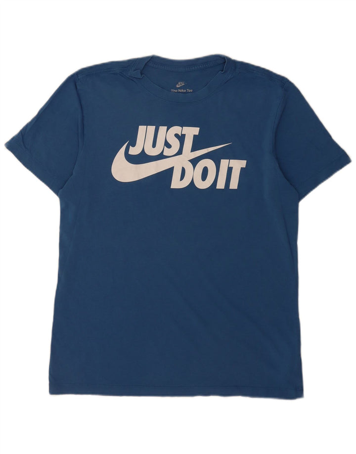 Męski T-shirt z grafiką Nike, średni niebieski, bawełniany