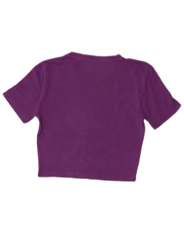 Zara Womens Crop T-Shirt Top UK 8 Small Purple Cotton