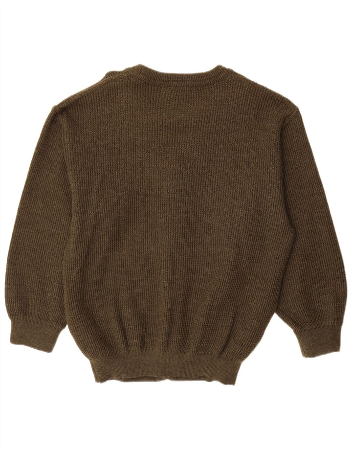 Vintage męski sweter kardigan IT 50 Medium Khaki, nowa wełna