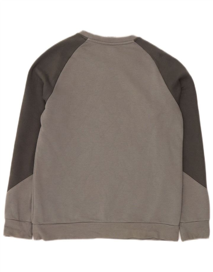 Bluza chłopięca ADIDAS z grafiką, 13-14 lat, szara, bawełniana z blokami kolorów