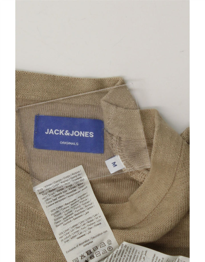 JACK & JONES Mens Boat Neck Jumper Sweater Medium Brown Cotton Vintage Jack & Jones and Second-Hand Jack & Jones from Messina Hembry 