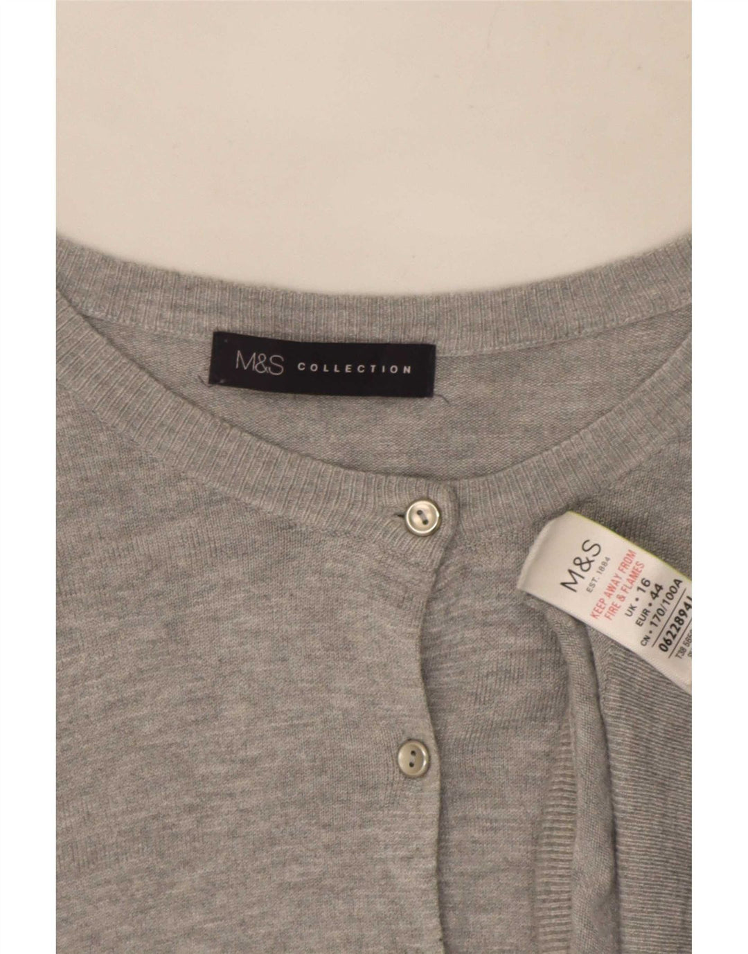 Marks & Spencer Damski sweter rozpinany UK 16, duży, szary, wiskoza