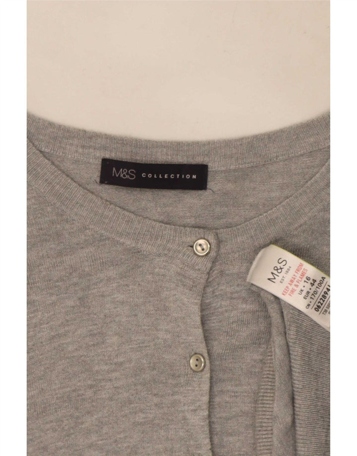 Marks & Spencer Damski sweter rozpinany UK 16, duży, szary, wiskoza