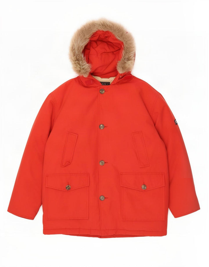 Wyściełana kurtka chłopięca z kapturem Woolrich 11-12 lat, czerwona nylonowa