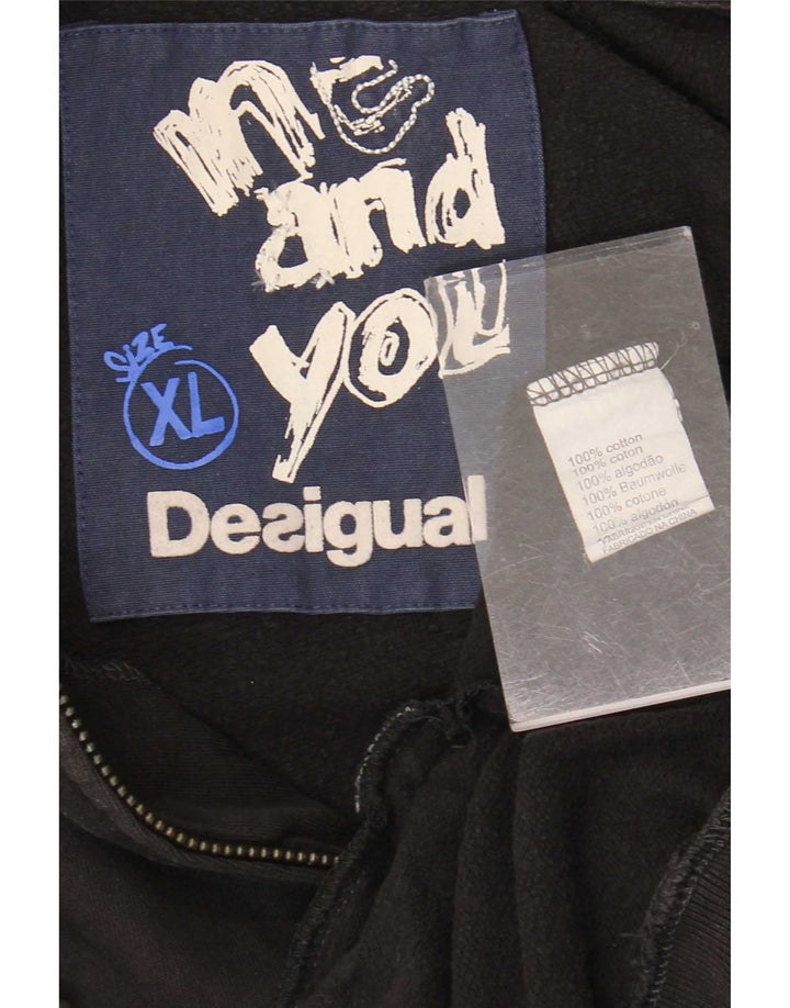 Desigual męska kurtka dresowa z grafiką XL, czarna, bawełniana
