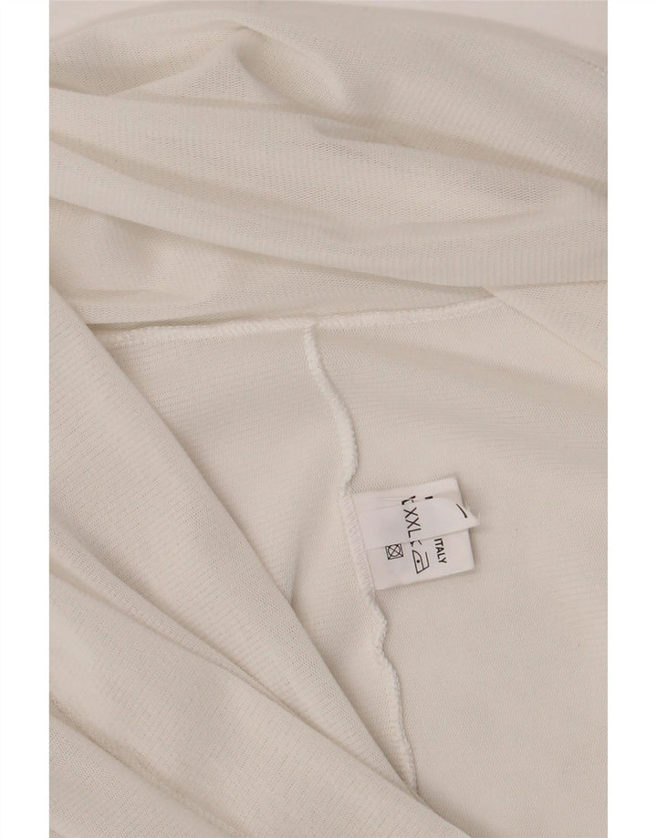 Vintage damski krótki top wiązany z przodu UK 20 2XL biała wiskoza
